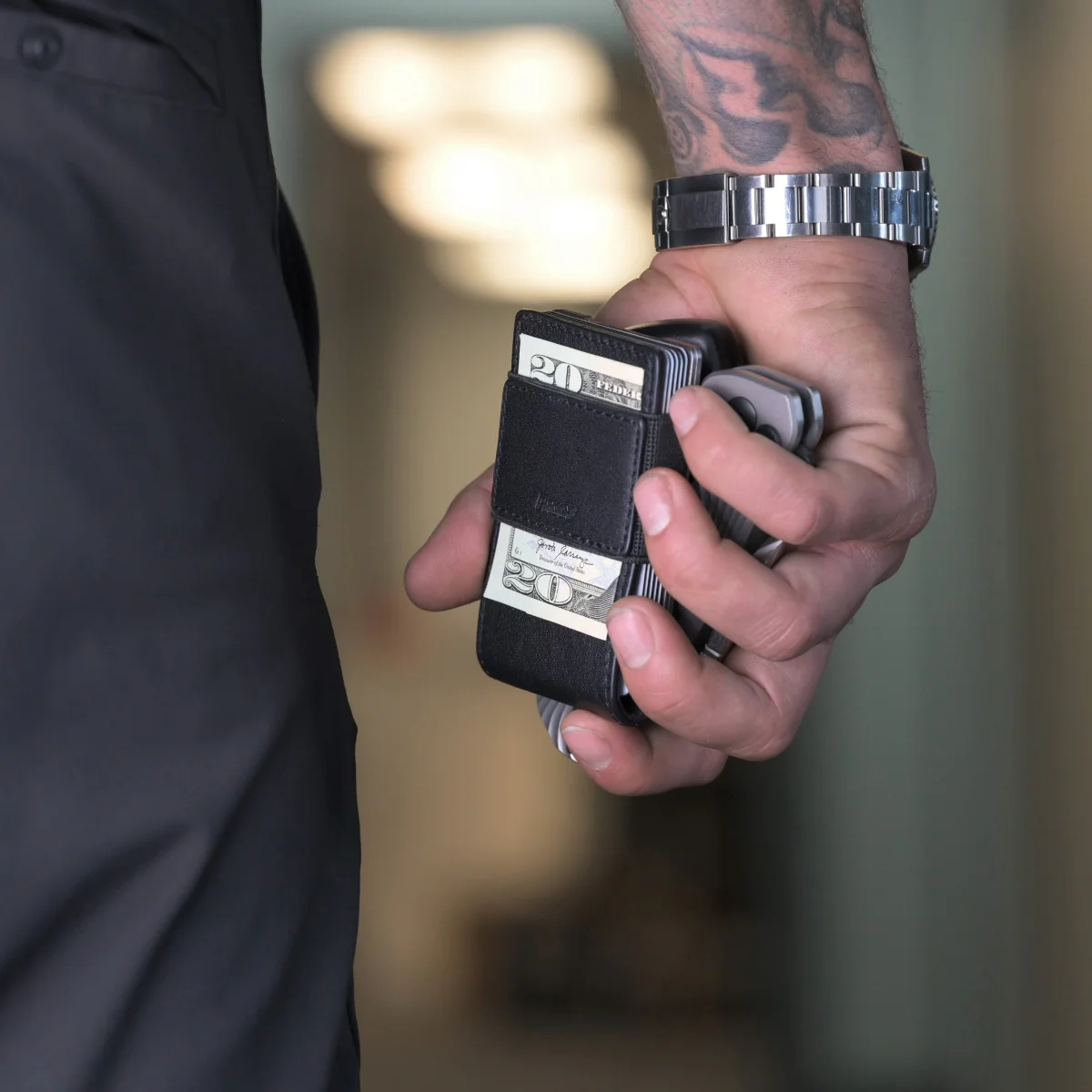 PROOF Wallet | The Apex | Matte Black Full Grain Leather & Satin Gunmetal - Image 3