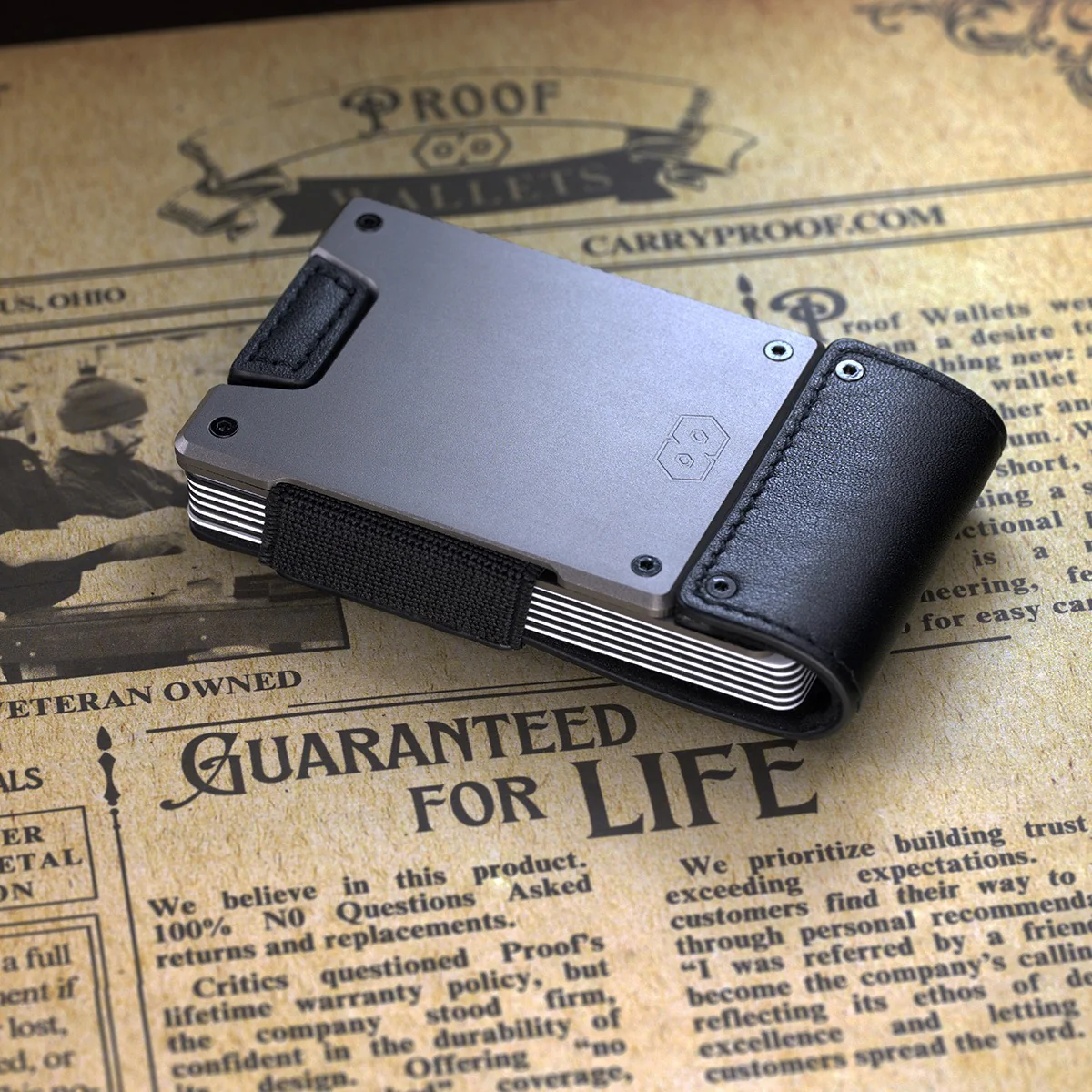 PROOF Wallet | The Apex | Matte Black Full Grain Leather & Satin Gunmetal - Image 4