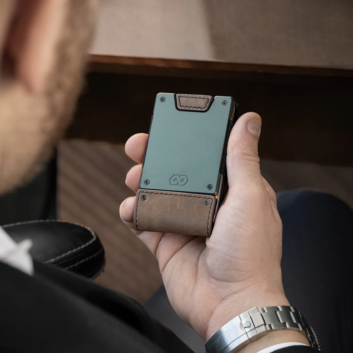 PROOF Wallet | The Greenskeeper | Classic Leather & Fairway Green Gunmetal - Image 4