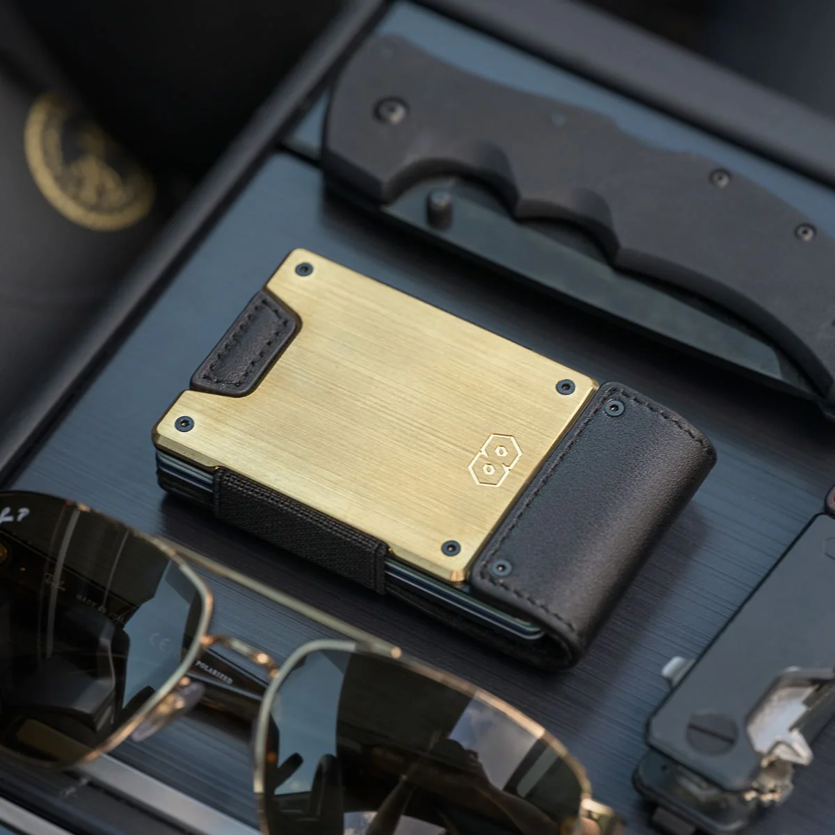 PROOF Wallet | The Obsidian | Black Full Grain Leather & Brushed Brass - Image 10