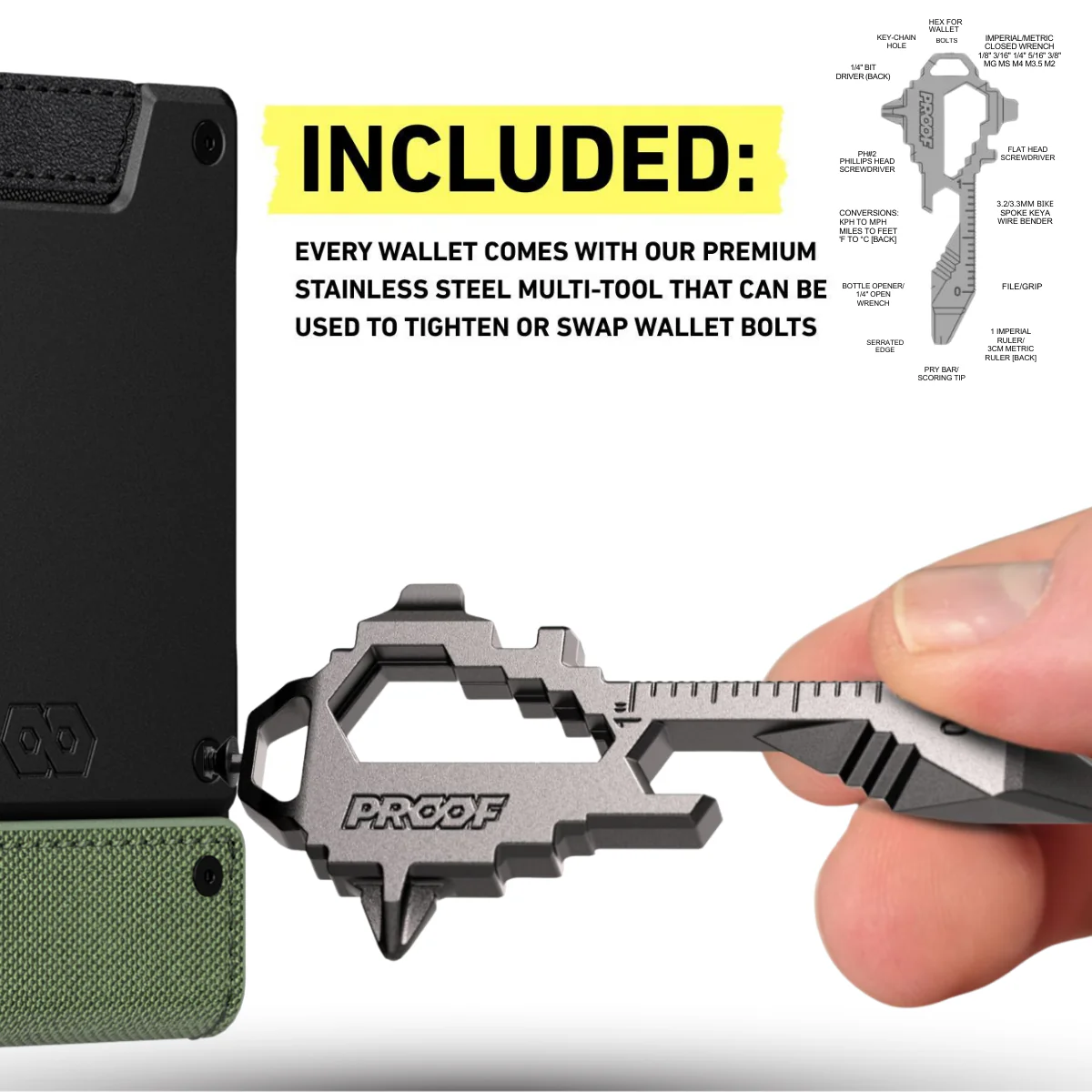 PROOF Wallet | The Sentinel | Olive Drab Ballistic Nylon & Black Full Grain Leather with Dark Gunmetal - Image 7