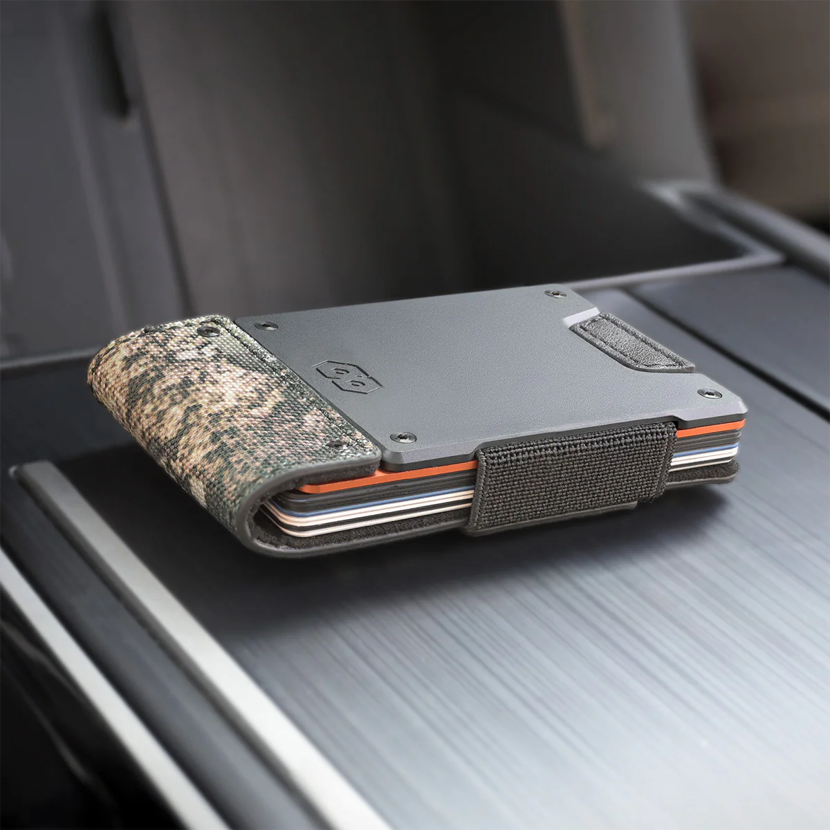 PROOF Wallet | The Survivor | Camo Ballistic Nylon & Black Full Grain Leather with Dark Gunmetal - Image 4