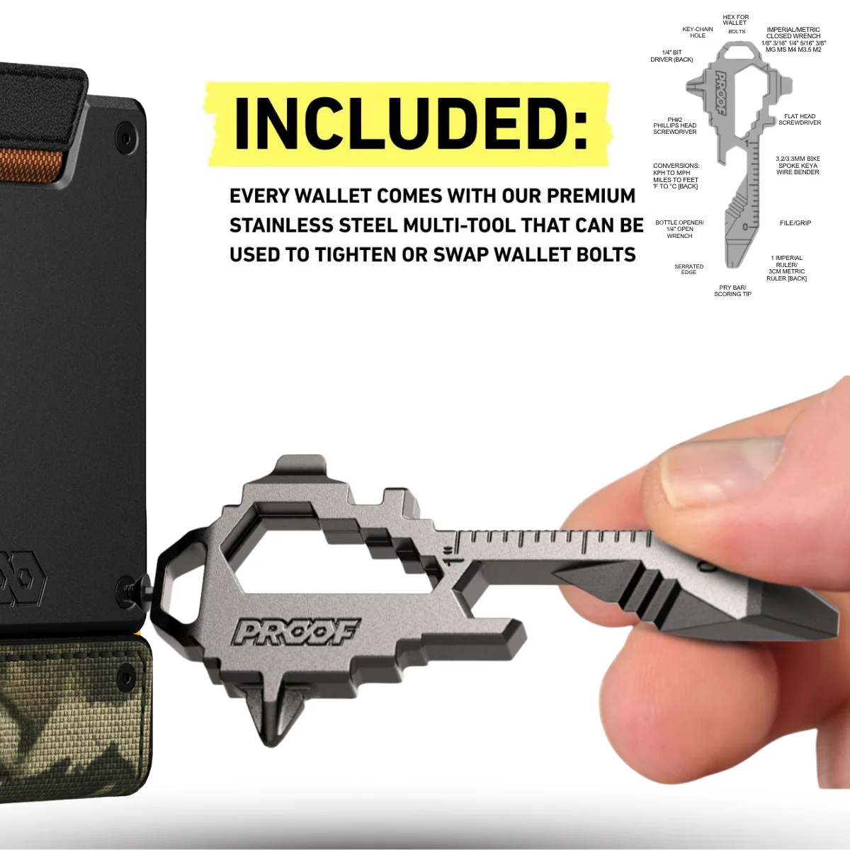 PROOF Wallet | The Survivor | Camo Ballistic Nylon & Black Full Grain Leather with Dark Gunmetal - Image 6